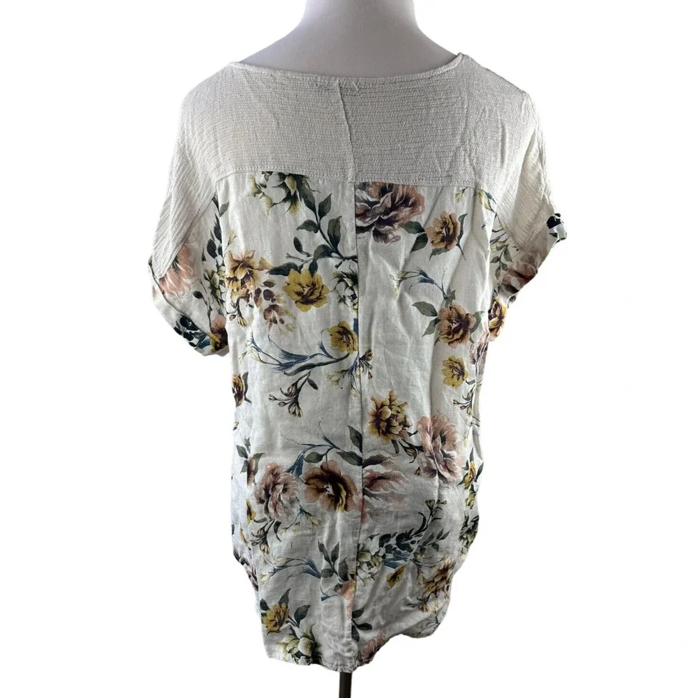 ✨2/$20 Lungo L'arno Cap Sleeve Linen Top Italy Lagonlook Floral Plus Size 1X - Picture 7 of 7